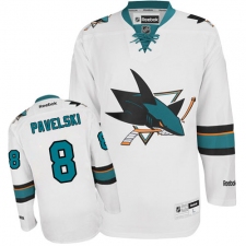 Women's Reebok San Jose Sharks #8 Joe Pavelski Authentic White Away NHL Jersey