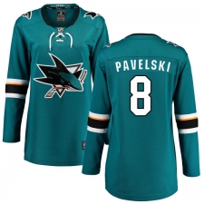 Women's San Jose Sharks #8 Joe Pavelski Fanatics Branded Teal Green Home Breakaway NHL Jersey