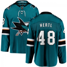 Youth San Jose Sharks #48 Tomas Hertl Fanatics Branded Teal Green Home Breakaway NHL Jersey