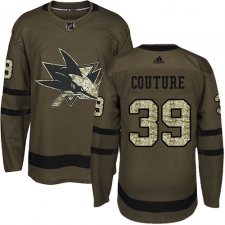 Men's Adidas San Jose Sharks #39 Logan Couture Authentic Green Salute to Service NHL Jersey
