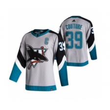 Men's San Jose Sharks #39 Logan Couture Grey 2020-21 Reverse Retro Alternate Hockey Jersey