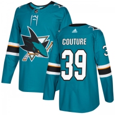 Youth Adidas San Jose Sharks #39 Logan Couture Premier Teal Green Home NHL Jersey
