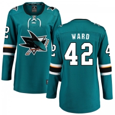 Women's San Jose Sharks #42 Joel Ward Fanatics Branded Teal Green Home Breakaway NHL Jersey