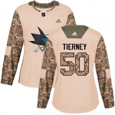 Women's Adidas San Jose Sharks #50 Chris Tierney Authentic Camo Veterans Day Practice NHL Jersey