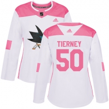 Women's Adidas San Jose Sharks #50 Chris Tierney Authentic White/Pink Fashion NHL Jersey