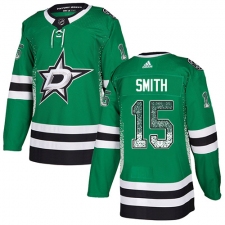 Men's Adidas Dallas Stars #15 Bobby Smith Authentic Green Drift Fashion NHL Jersey