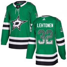 Men's Adidas Dallas Stars #32 Kari Lehtonen Authentic Green Drift Fashion NHL Jersey