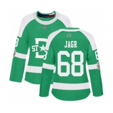 Women's Dallas Stars #68 Jaromir Jagr Authentic Green 2020 Winter Classic Hockey Jersey