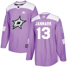Men's Adidas Dallas Stars #13 Mattias Janmark Authentic Purple Fights Cancer Practice NHL Jersey