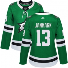 Women's Adidas Dallas Stars #13 Mattias Janmark Premier Green Home NHL Jersey