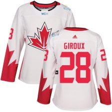 Women's Adidas Team Canada #28 Claude Giroux Premier White Home 2016 World Cup Hockey Jersey