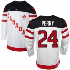 Men's Nike Team Canada #24 Corey Perry Authentic White 100th Anniversary Olympic Hockey Jersey