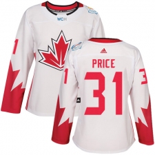 Women's Adidas Team Canada #31 Carey Price Authentic White Home 2016 World Cup Hockey Jersey