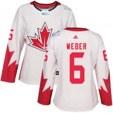 Women's Adidas Team Canada #6 Shea Weber Premier White Home 2016 World Cup Hockey Jersey