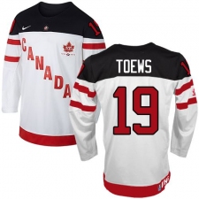 Men's Nike Team Canada #19 Jonathan Toews Authentic White 100th Anniversary Olympic Hockey Jersey