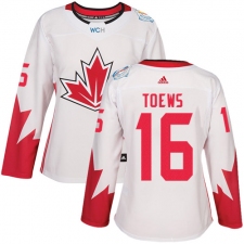 Women's Adidas Team Canada #16 Jonathan Toews Authentic White Home 2016 World Cup Hockey Jersey