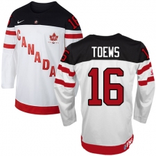Women's Nike Team Canada #16 Jonathan Toews Authentic White 100th Anniversary Olympic Hockey Jersey