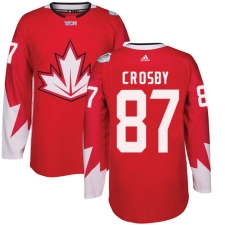 Men's Adidas Team Canada #87 Sidney Crosby Authentic Red Away 2016 World Cup Ice Hockey Jersey