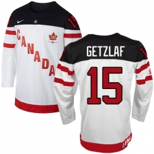 Men's Nike Team Canada #15 Ryan Getzlaf Authentic White 100th Anniversary Olympic Hockey Jersey