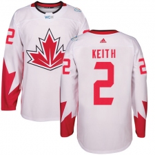 Men's Adidas Team Canada #2 Duncan Keith Premier White Home 2016 World Cup Ice Hockey Jersey
