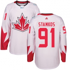 Men's Adidas Team Canada #91 Steven Stamkos Premier White Home 2016 World Cup Ice Hockey Jersey