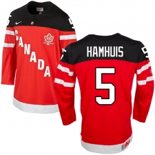 Men's Nike Team Canada #5 Dan Hamhuis Premier Red 100th Anniversary Olympic Hockey Jersey
