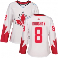 Women's Adidas Team Canada #8 Drew Doughty Authentic White Home 2016 World Cup Hockey Jersey