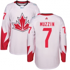 Men's Adidas Team Canada #7 Jake Muzzin Premier White Home 2016 World Cup Hockey Jersey