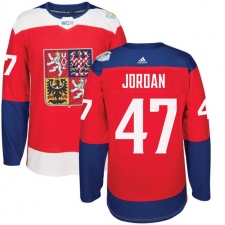 Men's Adidas Team Czech Republic #47 Michal Jordan Authentic Red Away 2016 World Cup of Hockey Jersey