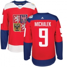 Men's Adidas Team Czech Republic #9 Milan Michalek Premier Red Away 2016 World Cup of Hockey Jersey