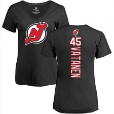 NHL Women's Adidas New Jersey Devils #45 Sami Vatanen Black Backer T-Shirt