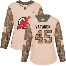 Women's Adidas New Jersey Devils #45 Sami Vatanen Authentic Camo Veterans Day Practice NHL Jersey