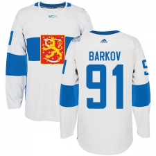 Men's Adidas Team Finland #91 Aleksander Barkov Premier White Home 2016 World Cup of Hockey Jersey
