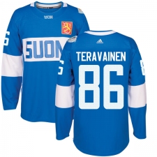 Men's Adidas Team Finland #86 Teuvo Teravainen Premier Blue Away 2016 World Cup of Hockey Jersey