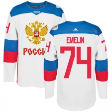 Men's Adidas Team Russia #74 Alexei Emelin Authentic White Home 2016 World Cup of Hockey Jersey