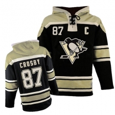 Men's Old Time Hockey Pittsburgh Penguins #87 Sidney Crosby Premier Black Sawyer Hooded Sweatshirt NHL Jersey