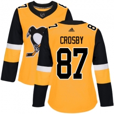 Women's Adidas Pittsburgh Penguins #87 Sidney Crosby Authentic Gold Alternate NHL Jersey