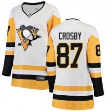 Women's Pittsburgh Penguins #87 Sidney Crosby Authentic White Away Fanatics Branded Breakaway NHL Jersey