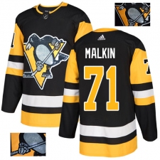 Men's Adidas Pittsburgh Penguins #71 Evgeni Malkin Authentic Black Fashion Gold NHL Jersey