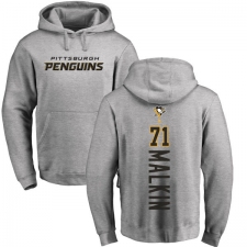 NHL Adidas Pittsburgh Penguins #71 Evgeni Malkin Ash Backer Pullover Hoodie