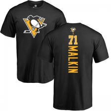 NHL Adidas Pittsburgh Penguins #71 Evgeni Malkin Black Backer T-Shirt