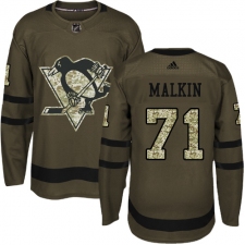 Youth Reebok Pittsburgh Penguins #71 Evgeni Malkin Authentic Green Salute to Service NHL Jersey