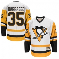Men's CCM Pittsburgh Penguins #35 Tom Barrasso Authentic White Throwback NHL Jersey