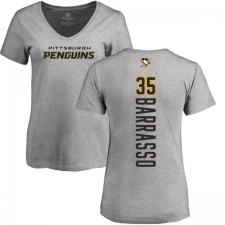 NHL Women's Adidas Pittsburgh Penguins #35 Tom Barrasso Ash Backer T-Shirt