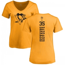 NHL Women's Adidas Pittsburgh Penguins #35 Tom Barrasso Gold One Color Backer T-Shirt
