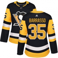 Women's Adidas Pittsburgh Penguins #35 Tom Barrasso Authentic Black Home NHL Jersey