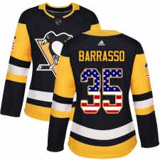 Women's Adidas Pittsburgh Penguins #35 Tom Barrasso Authentic Black USA Flag Fashion NHL Jersey