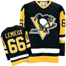 Men's CCM Pittsburgh Penguins #66 Mario Lemieux Premier Black Throwback NHL Jersey