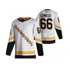Men's Pittsburgh Penguins #66 Mario Lemieux White 2020-21 Reverse Retro Alternate Hockey Jersey