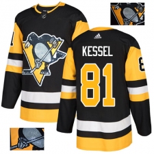 Men's Adidas Pittsburgh Penguins #81 Phil Kessel Authentic Black Fashion Gold NHL Jersey